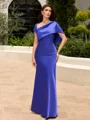 Sheath Short Sleeves Floor-Length Charmeuse Corset Mother of the Bride Dress
