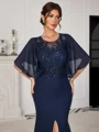 Sheath Scoop 1/2 Sleeves Appliques Lace Floor-Length Chiffon Corset Mother of the Bride Dress