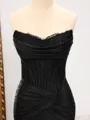 Sheath Straight Appliques Lace Sweep Train Corset Porm Dress