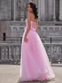 A-line Straight Rhinestone Floor-Length Tulle Corset Porm Dress