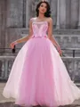 A-line Straight Rhinestone Floor-Length Tulle Corset Porm Dress