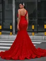 Mermaid One-Shoulder Court Train Velvet Sequins Porm Dress