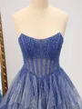 A-line Straight Cascading Ruffles Floor-Length Corset Porm Dress