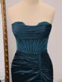Sheath Sweetheart Pleated Sweep Train Silk Like Satin Corset Porm Dress