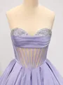Ball-Gown Sweetheart Rhinestone Sweep Train Satin Corset Porm Dress