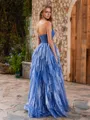 A-line Straight Cascading Ruffles Floor-Length Corset Porm Dress