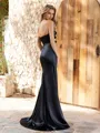 Sheath Sweetheart Bow Sweep Train Silk Like Satin Porm Dress