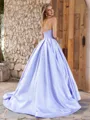 Ball-Gown Sweetheart Rhinestone Sweep Train Satin Corset Porm Dress