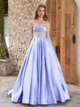 Ball-Gown Sweetheart Rhinestone Sweep Train Satin Corset Porm Dress