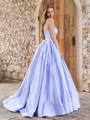 Ball-Gown Sweetheart Rhinestone Sweep Train Satin Corset Porm Dress
