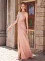 Sheath V-neck Pleated Floor-Length Porm Dress