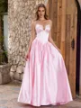 A-line Sweetheart Beading Floor-Length Silk Like Satin Porm Dress