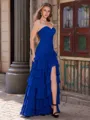 Sheath Sweetheart Cascading Ruffles Floor-Length Chiffon Porm Dress