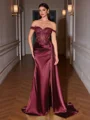 Sheath Off-the-Shoulder Appliques Lace Sweep Train Silk Like Satin Corset Porm Dress
