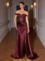 Sheath Off-the-Shoulder Appliques Lace Sweep Train Silk Like Satin Corset Porm Dress