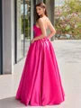 Ball-Gown Straight Ruffles Floor-Length Satin Corset Porm Dress