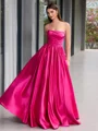 Ball-Gown Straight Ruffles Floor-Length Satin Corset Porm Dress