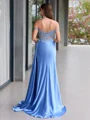 Sheath Off-the-Shoulder Appliques Lace Sweep Train Silk Like Satin Corset Porm Dress