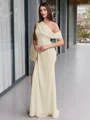 Sheath One-Shoulder Pleated Floor-Length Chiffon Corset Porm Dress