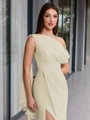 Sheath One-Shoulder Pleated Floor-Length Chiffon Corset Porm Dress