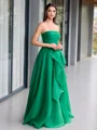 A-line Straight Ruffles Floor-Length Organza Corset Porm Dress