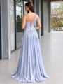 A-line One-Shoulder Rhinestone Sweep Train Porm Dress