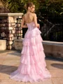 A-line Sweetheart Appliques Lace Floor-Length Tulle Corset Prom Dress