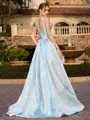 A-line Straps Flower Floor-Length Corset Prom Dress