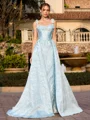 A-line Straps Flower Floor-Length Corset Prom Dress