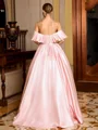 Ball-Gown Off-the-Shoulder Bow Floor-Length Corset Prom Dress