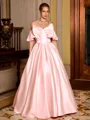 Ball-Gown Off-the-Shoulder Bow Floor-Length Corset Prom Dress