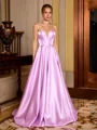 A-line Sweetheart Sweep Train Corset Prom Dress