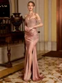 Sheath Off-the-Shoulder Beading Floor-Length Corset Prom Dress
