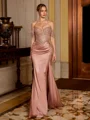 Sheath Off-the-Shoulder Beading Floor-Length Corset Prom Dress