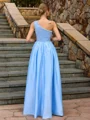 A-line One-Shoulder Beading Floor-Length Charmeuse Corset Prom Dress