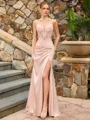 Sheath V-neck Beading Floor-Length Corset Prom Dress