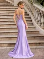 Sheath Spaghetti Straps Ruffles Floor-Length Corset Prom Dress