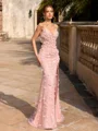 Sheath Sweetheart Flower Floor-Length Corset Prom Dress