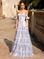 A-line Off-the-Shoulder Floor-Length Corset Prom Dress