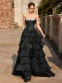 A-line Sweetheart Cascading Ruffles Floor-Length Corset Prom Dress