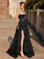 A-line Sweetheart Cascading Ruffles Floor-Length Corset Prom Dress