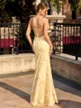 Sheath Spaghetti Straps Appliques Lace Floor-Length Lace Corset Prom Dress