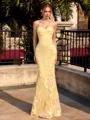 Sheath Spaghetti Straps Appliques Lace Floor-Length Lace Corset Prom Dress