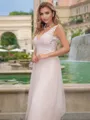 A-line/Princess Tulle V-neck Sleeveless Sweep Train Wedding Dress