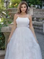 A-line/Princess Lace Spaghetti Straps Sleeveless Sweep Train Wedding Dress