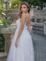 A-line/Princess Lace Spaghetti Straps Sleeveless Sweep Train Wedding Dress