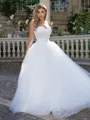 A-line/Princess Lace Sweetheart Sleeveless Sweep Train Wedding Dress