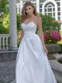A-line/Princess Satin Sweetheart Sleeveless Chapel Train Wedding Dress