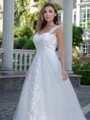 A-line/Princess Lace Sweetheart Sleeveless Sweep Train Wedding Dress