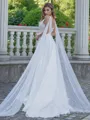 A-line/Princess Satin V-neck Sleeveless Sweep Train Wedding Dress